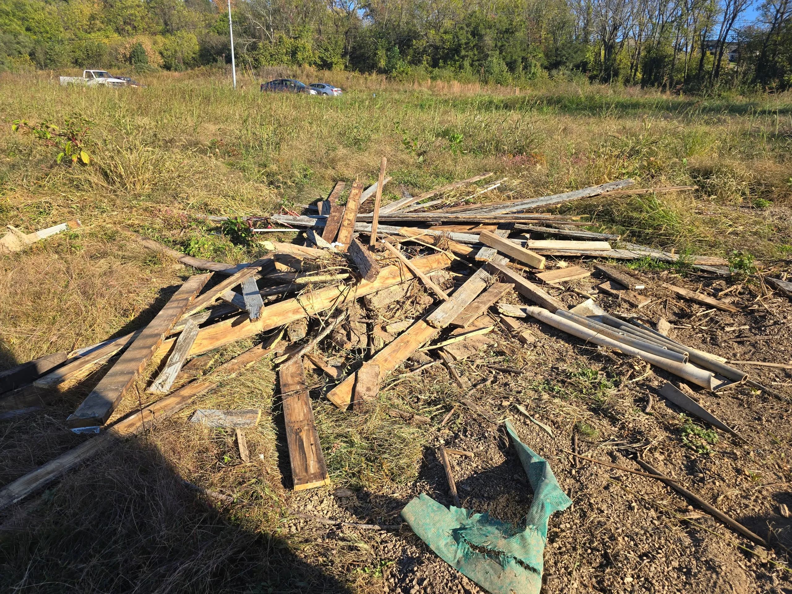 Construction debris before removal in Kingsport, TN