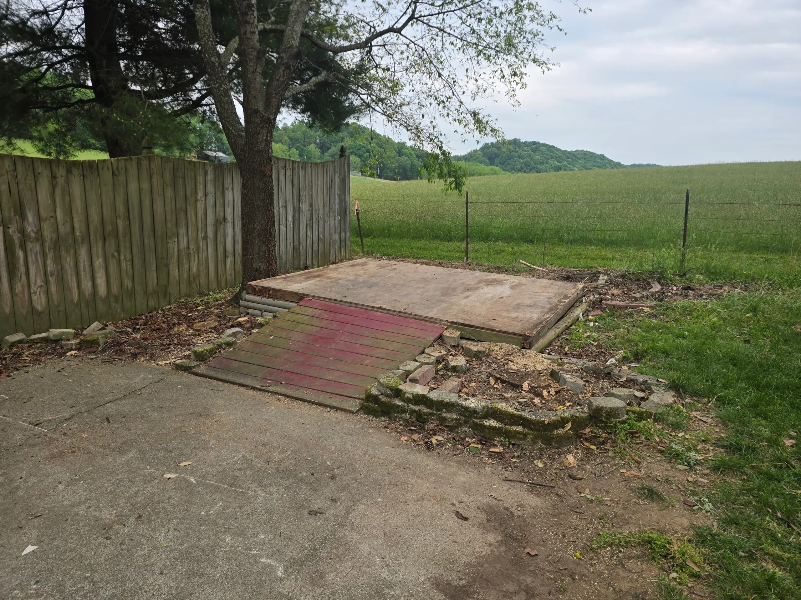 Cleared area after shed teardown and removal in Gray, TN