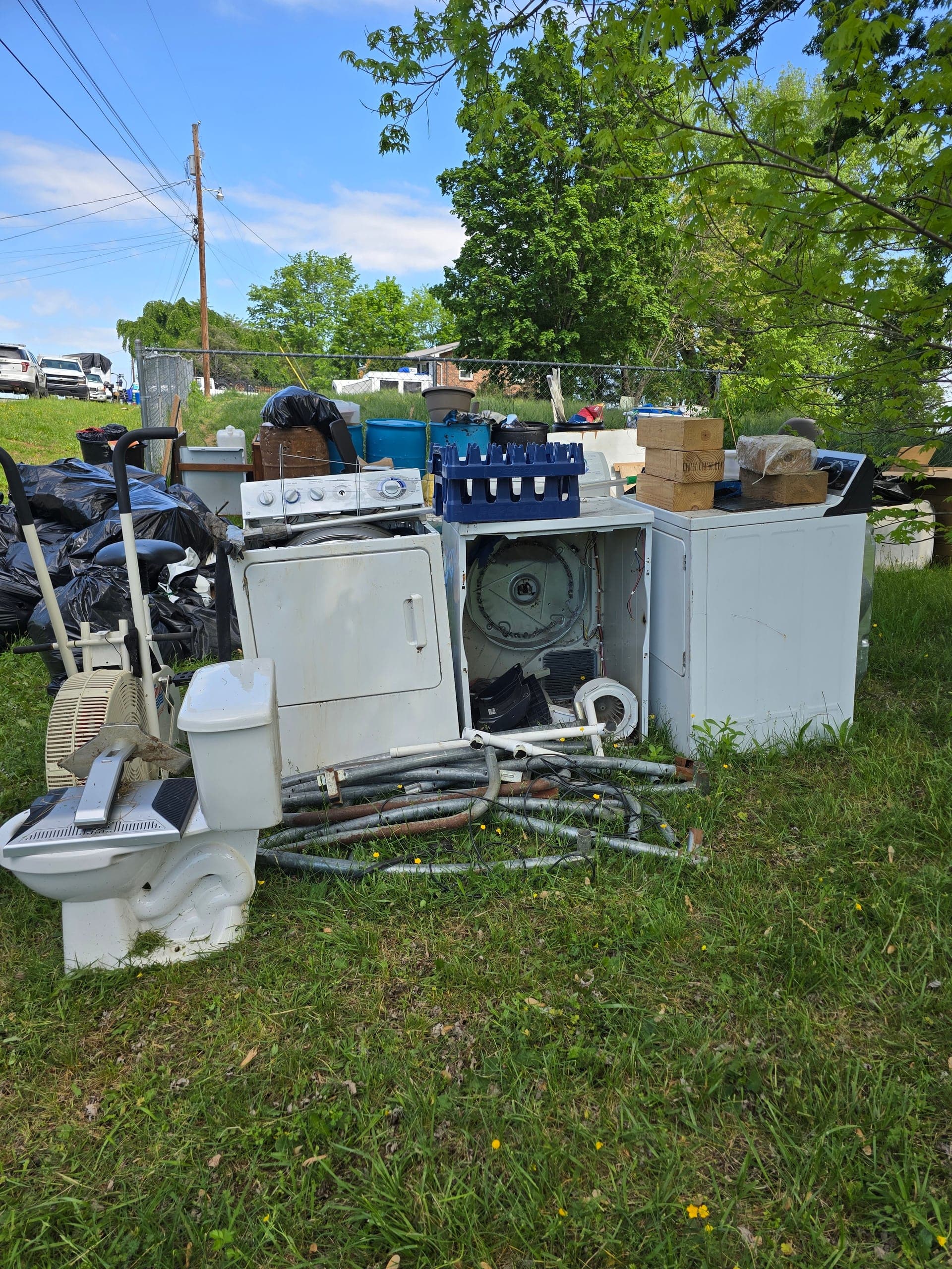 Washer and dryer staged for appliance removal in Johnson City, TN