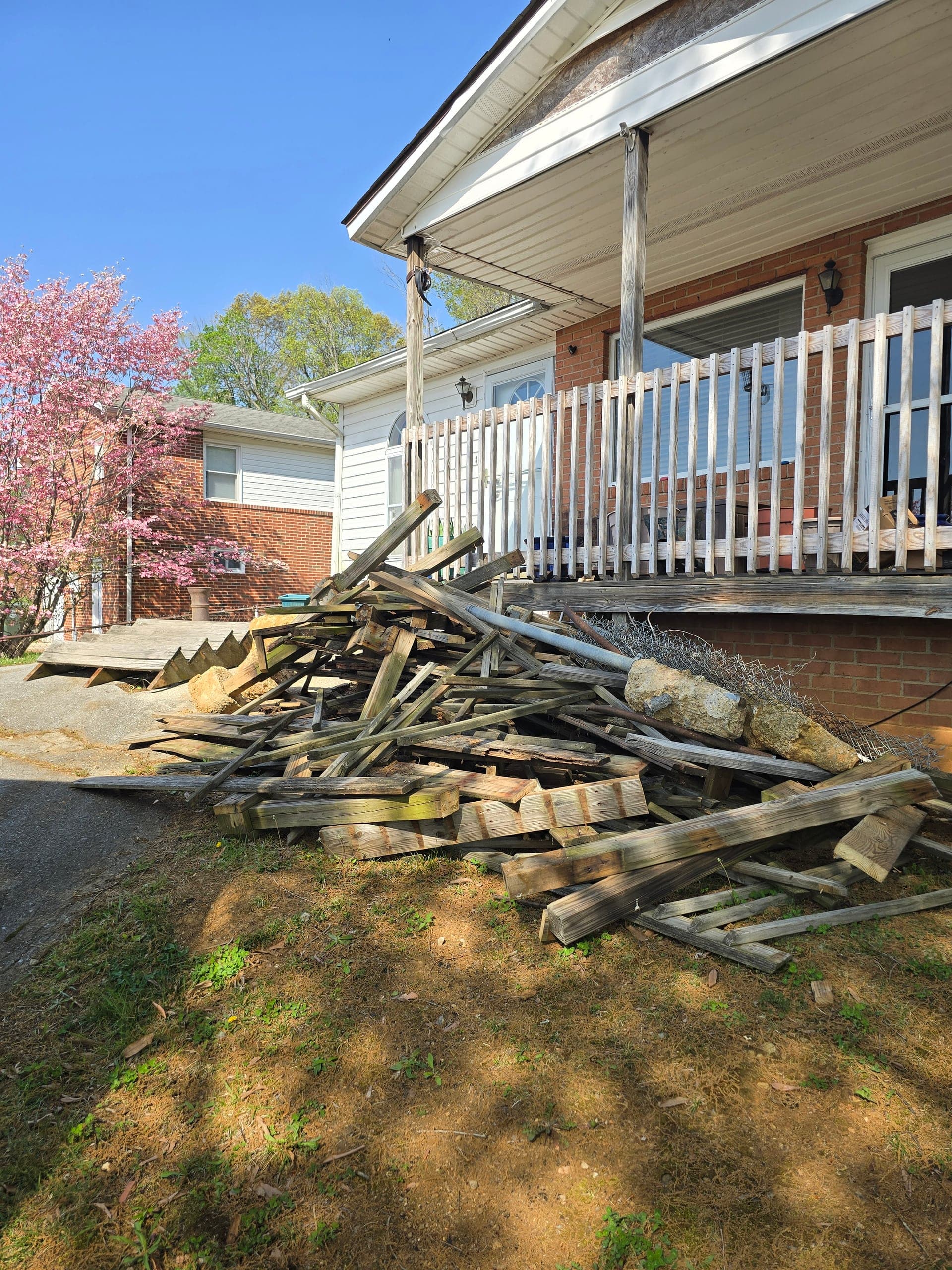 Construction debris loaded for hauling after a Johnson City job