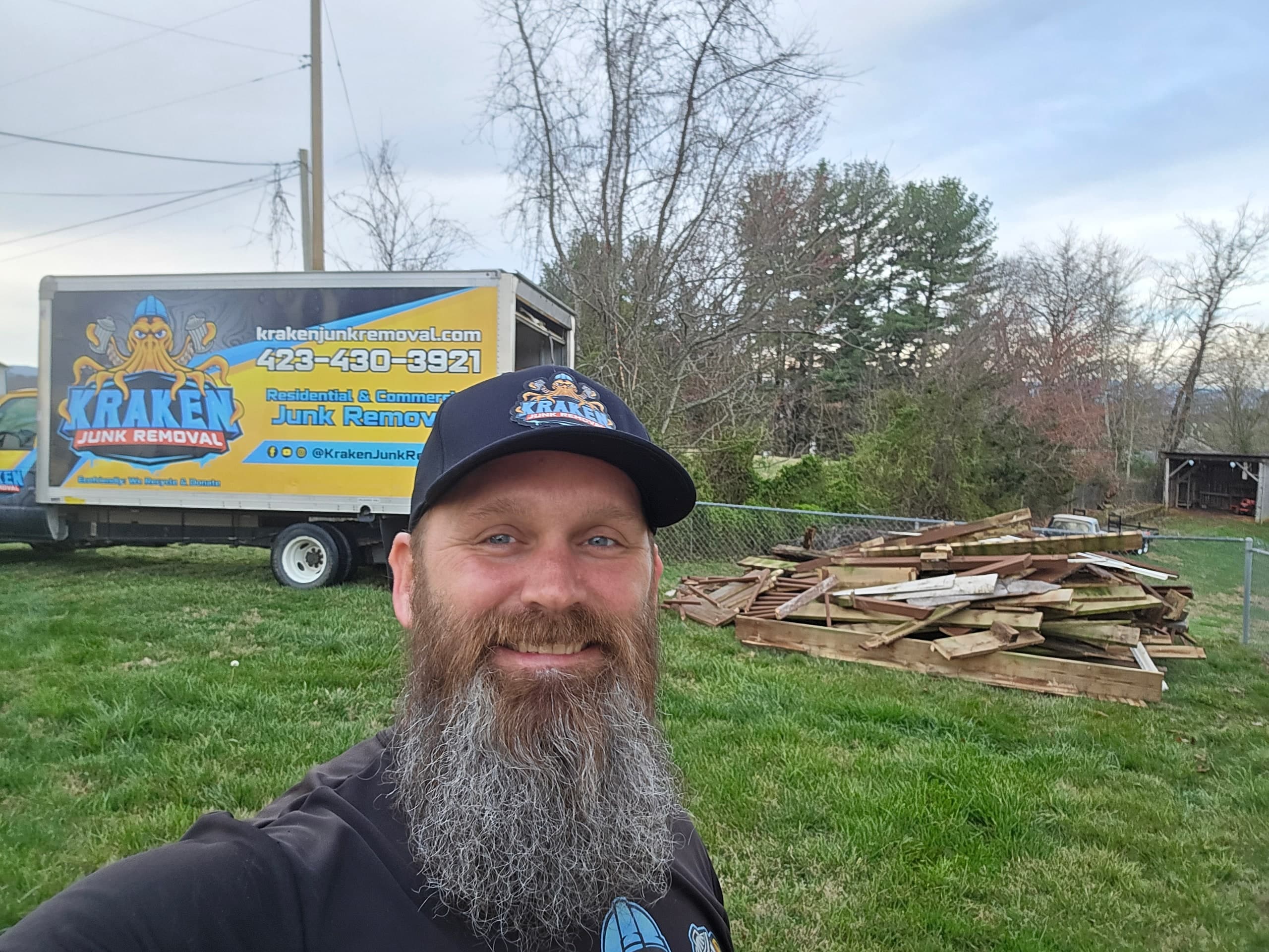 Construction and renovation debris staged for removal in Johnson City, TN