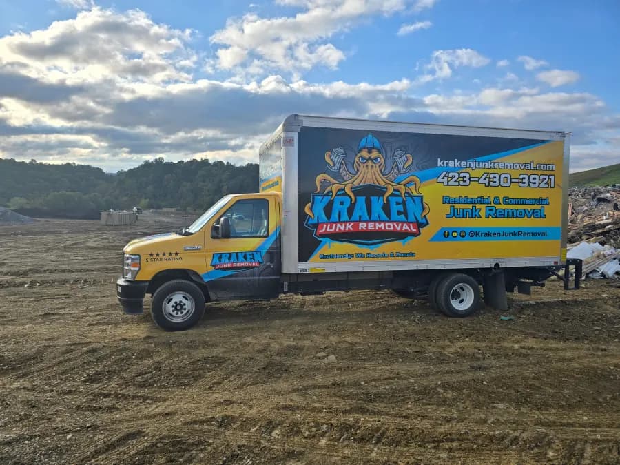 Kraken Junk Removal truck in Kingsport, TN ready for junk removal service