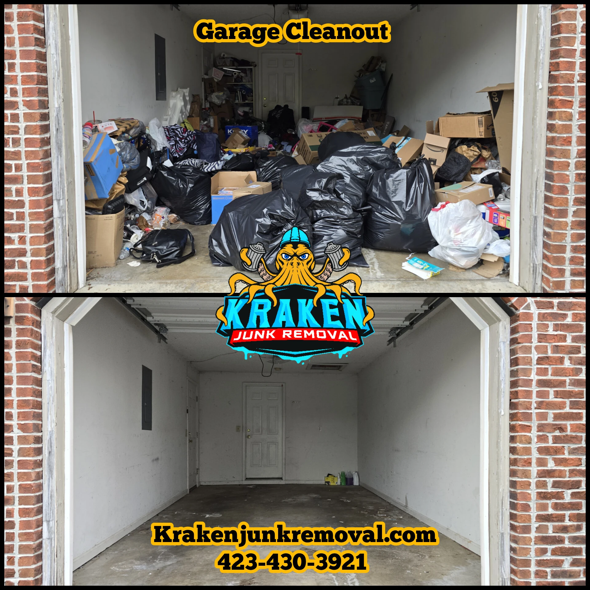 Garage cleanout service near me by Kraken Junk Removal.