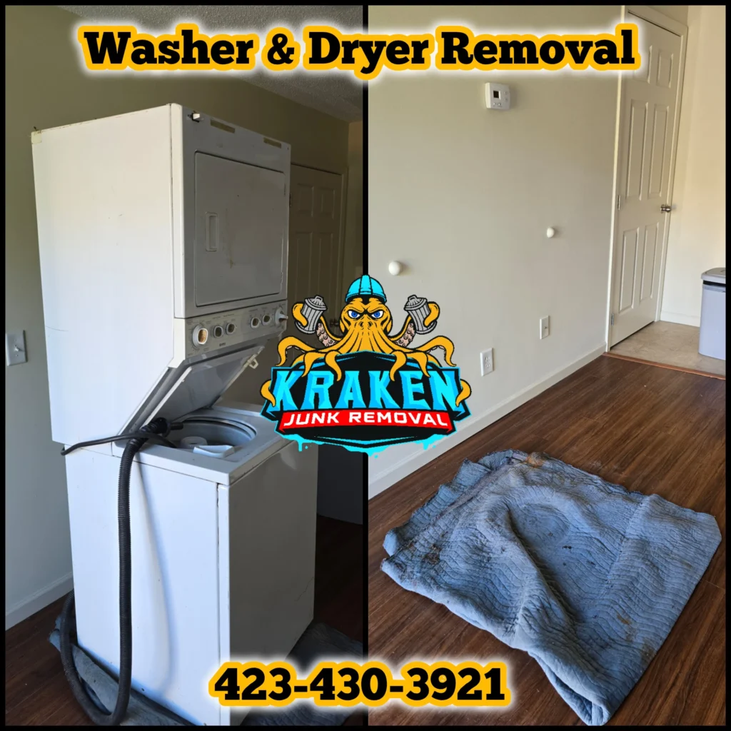 Washer and dryer removal in Tri-Cities, TN, completed by Kraken Junk Removal.