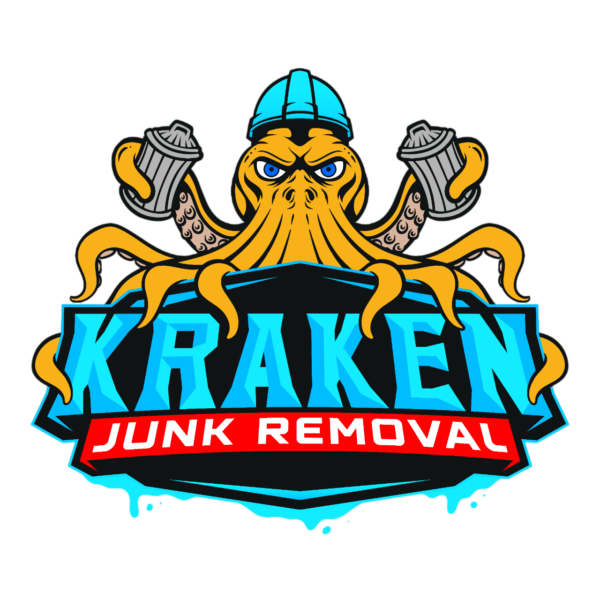 Logo of Kraken Junk Removal, featuring an animated kraken with tentacles holding junk, based in Tri-Cities, Tennessee.