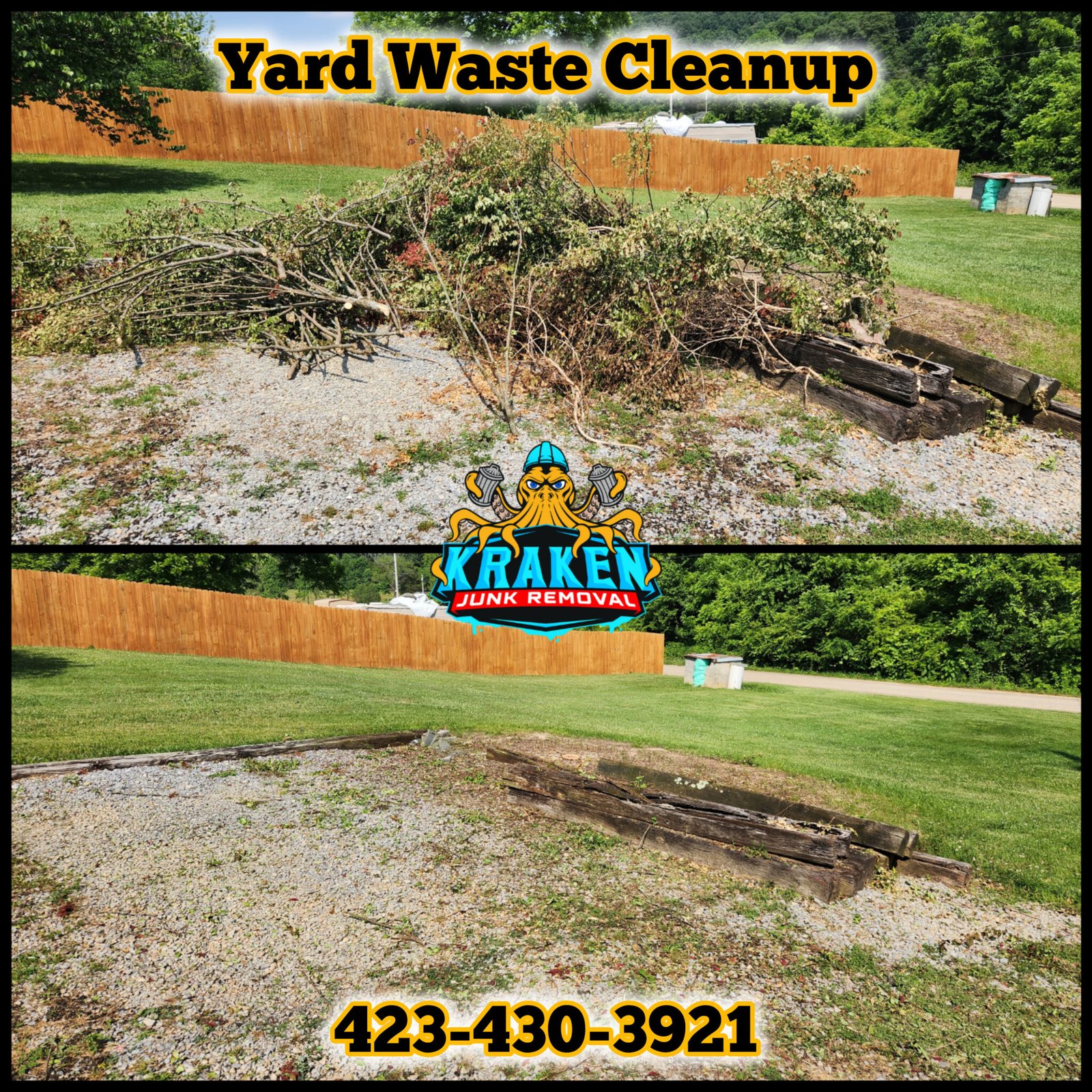 Kraken Junk Removal doing some yard waste cleanup in the Tri-Cities, TN