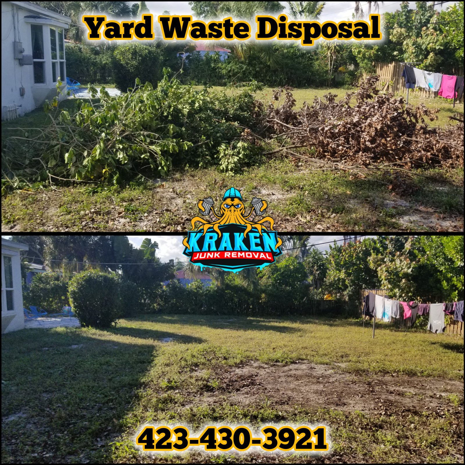 Kraken Junk Removal doing some yard waste disposal in the Tri-Cities, TN